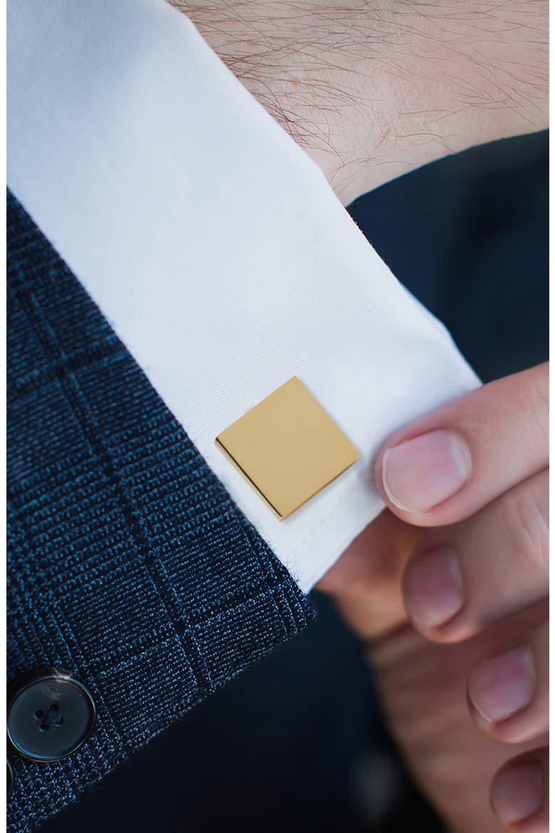 Engravable Square Cuff Links, Alternate, color, GOLD