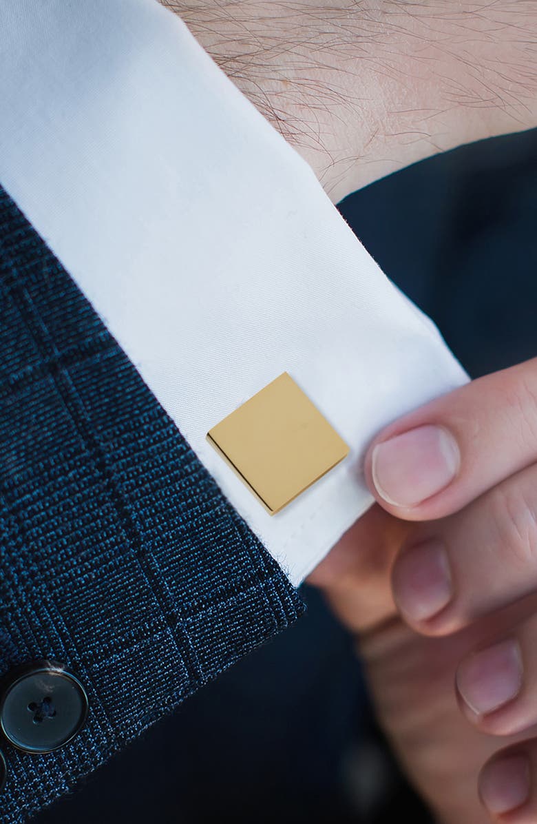 Cufflinks, Inc. Engravable Square Cuff Links, Alternate, color, Gold