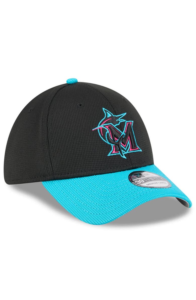 New Era Men's New Era Black/Teal Miami Marlins 2025 City Connect Batting Practice 39THIRTY Flex Hat, Alternate, color, 