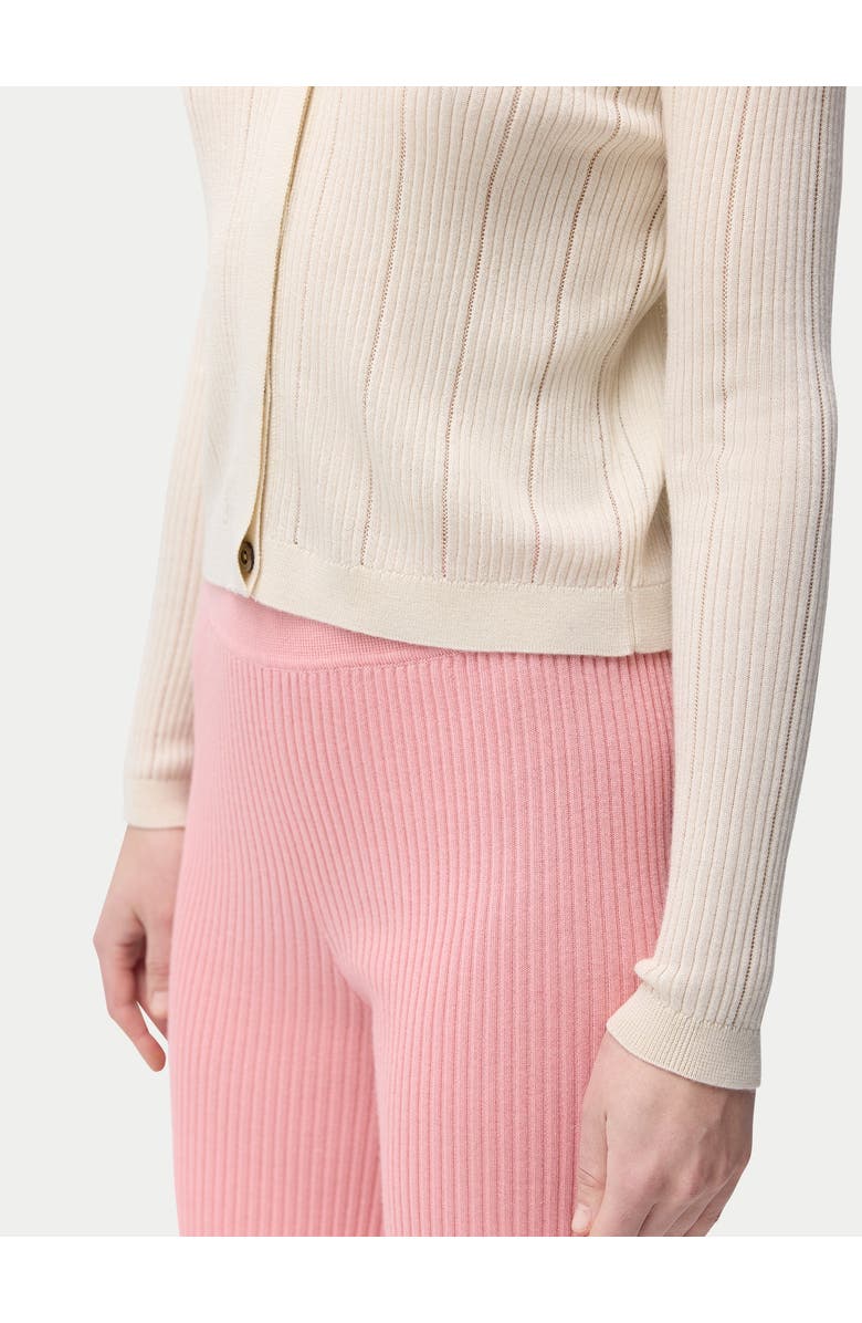 GOBI Mongolian Cashmere Hidden Button-Front Cashmere Silk Cardigan, Alternate, color, Whisper White