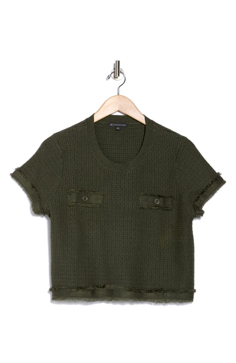 Adrianna Papell Fray Trim Cap Sleeve Sweater, Alternate, color, Fatigue