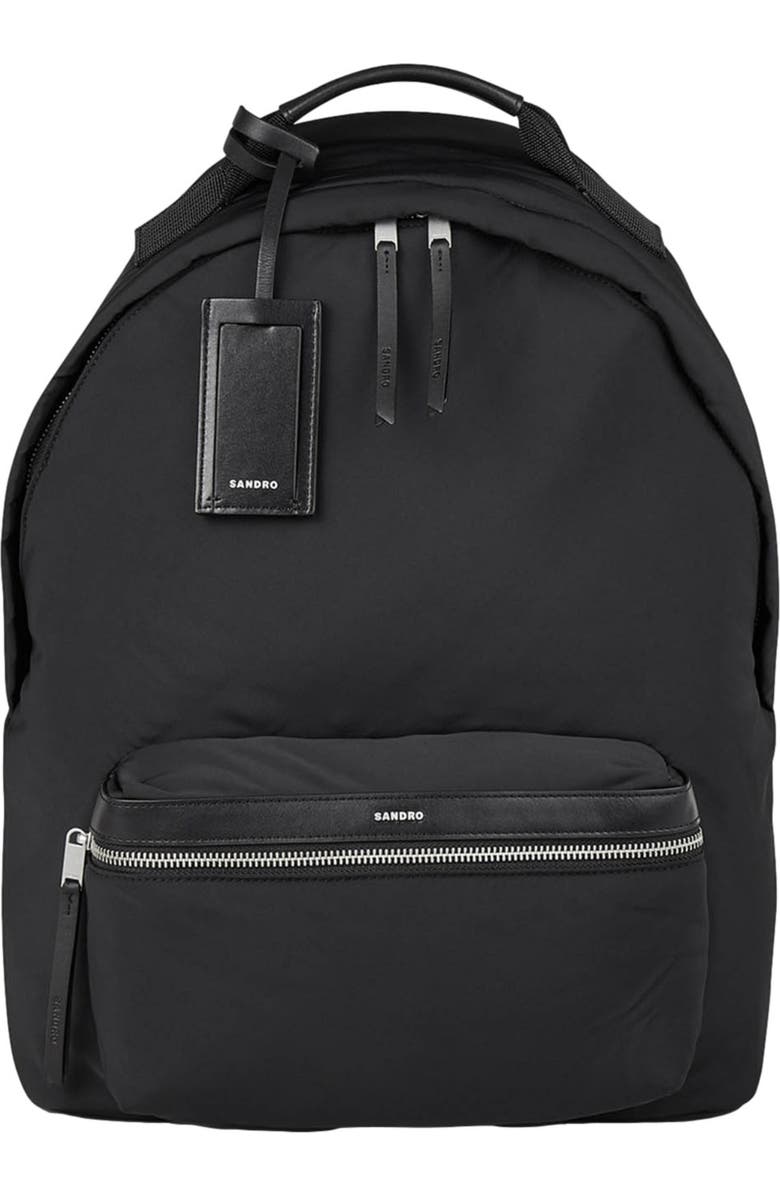 SANDRO Canvas and leather backpack, Main, color,