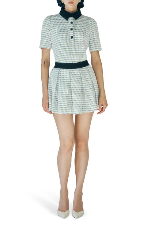 Charlie Contrast Collar Geo Print Top