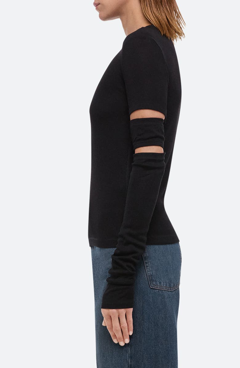 Helmut Lang Slash Sleeve Pima Cotton Blend Knit Top, Alternate, color, 