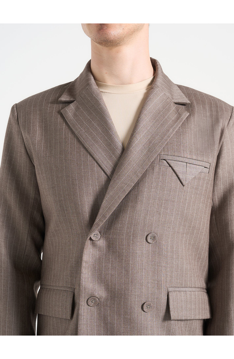 Manière De Voir Didier Double Breasted Pinstripe Suit Jacket, Alternate, color, Taupe
