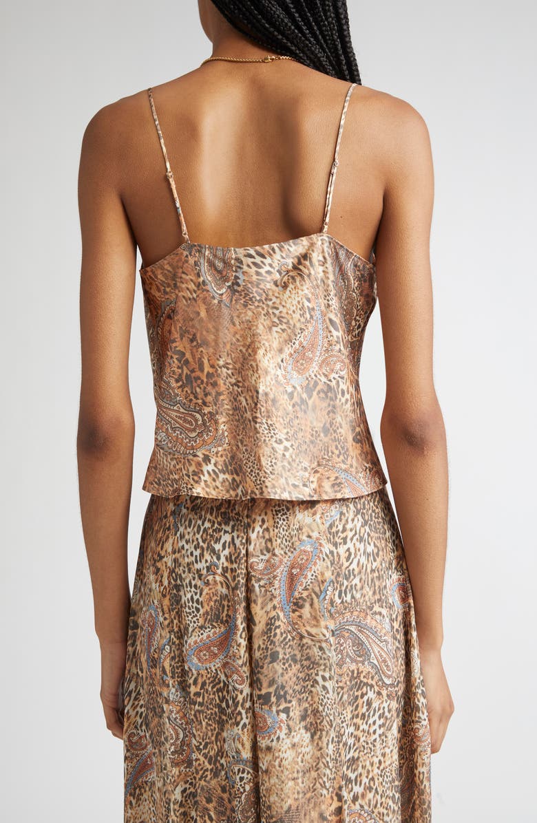 L'AGENCE Calista Cowl Neck Cami, Alternate, color, Brown/ Blue Valencia Leopard