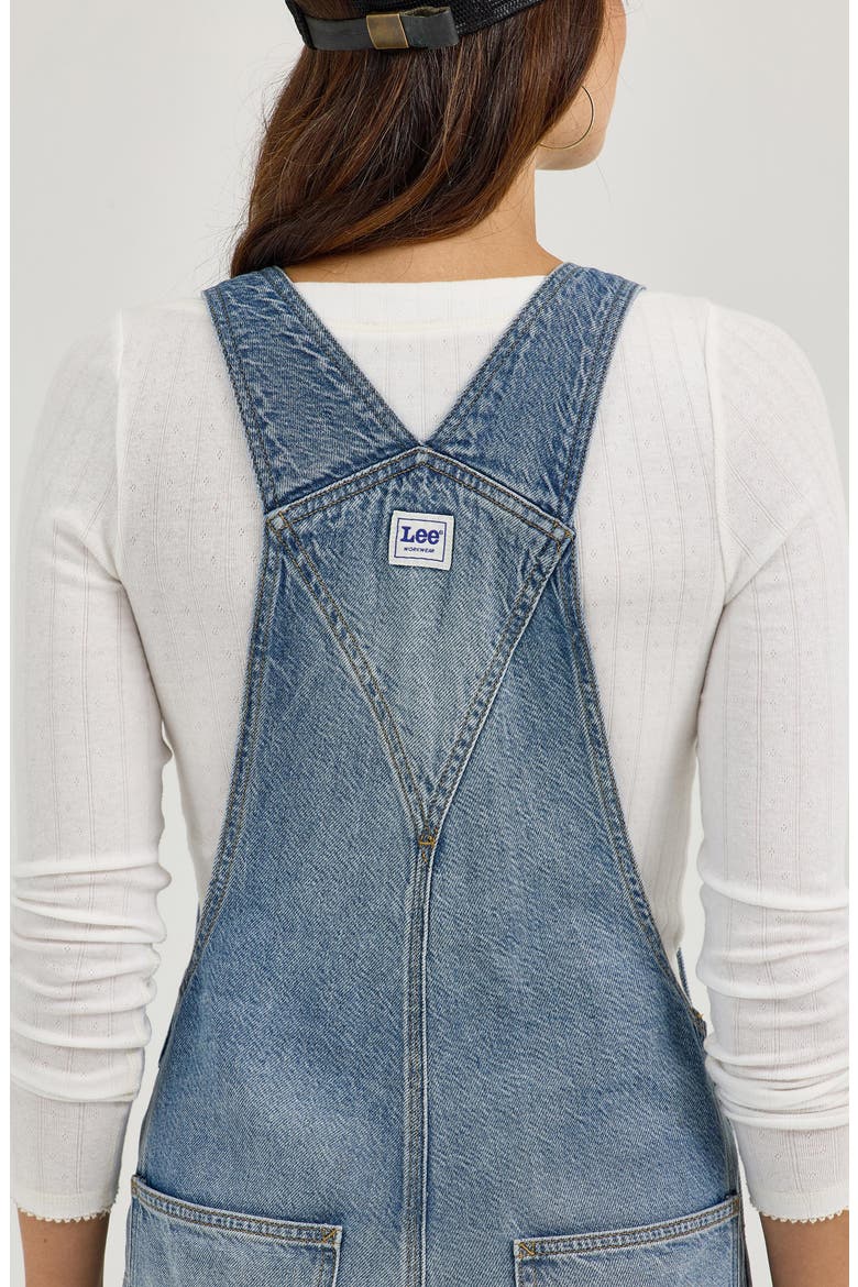 Slim Straight Leg Denim Overalls, Alternate, color, BLUE GLIMMER