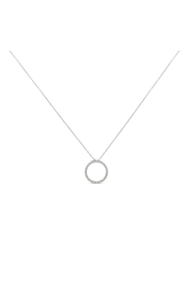 Haus of Brilliance Silver 1/3 Cttw Round-Cut Diamond Open Circle Halo 18" Pendant Necklace, Alternate, color, White