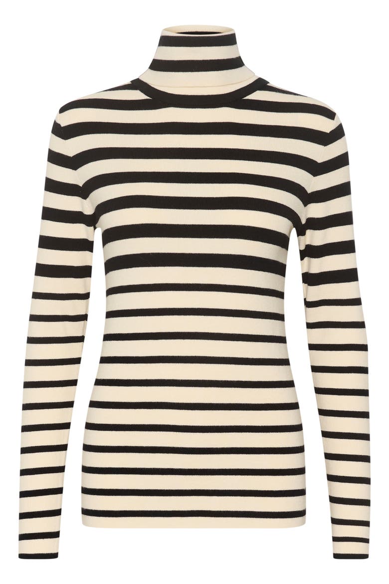 SLSpina Slim Fit Rollneck Pullover, Alternate, color, Black and White Stripe