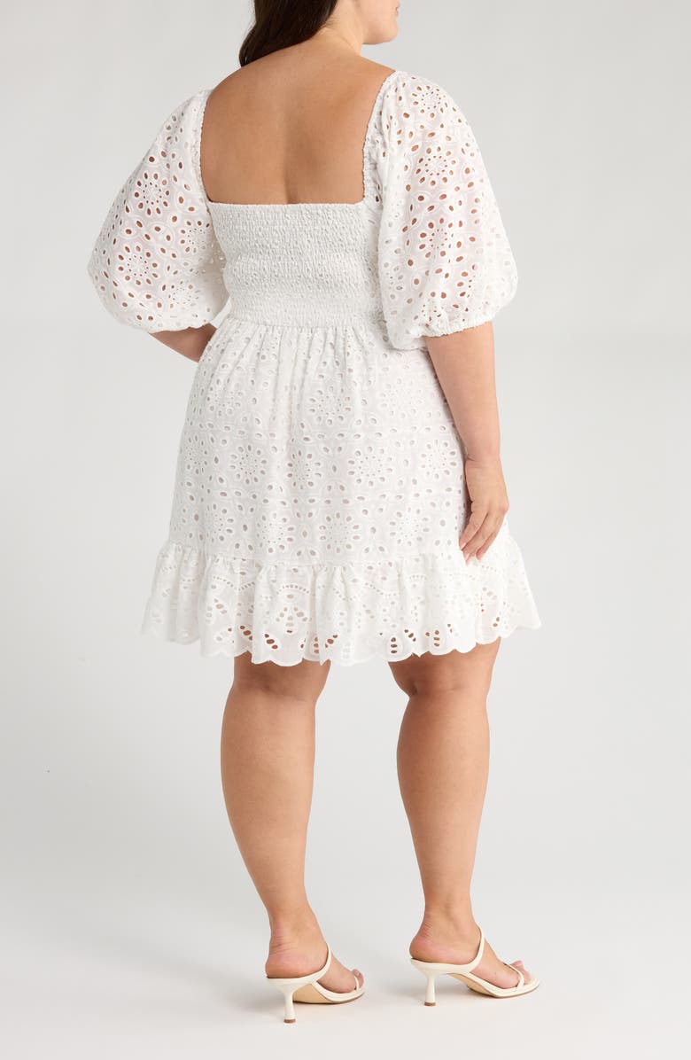 SUGARLIPS Sophy Cotton Eyelet Evy Sweetie Minidress, Alternate, color, White