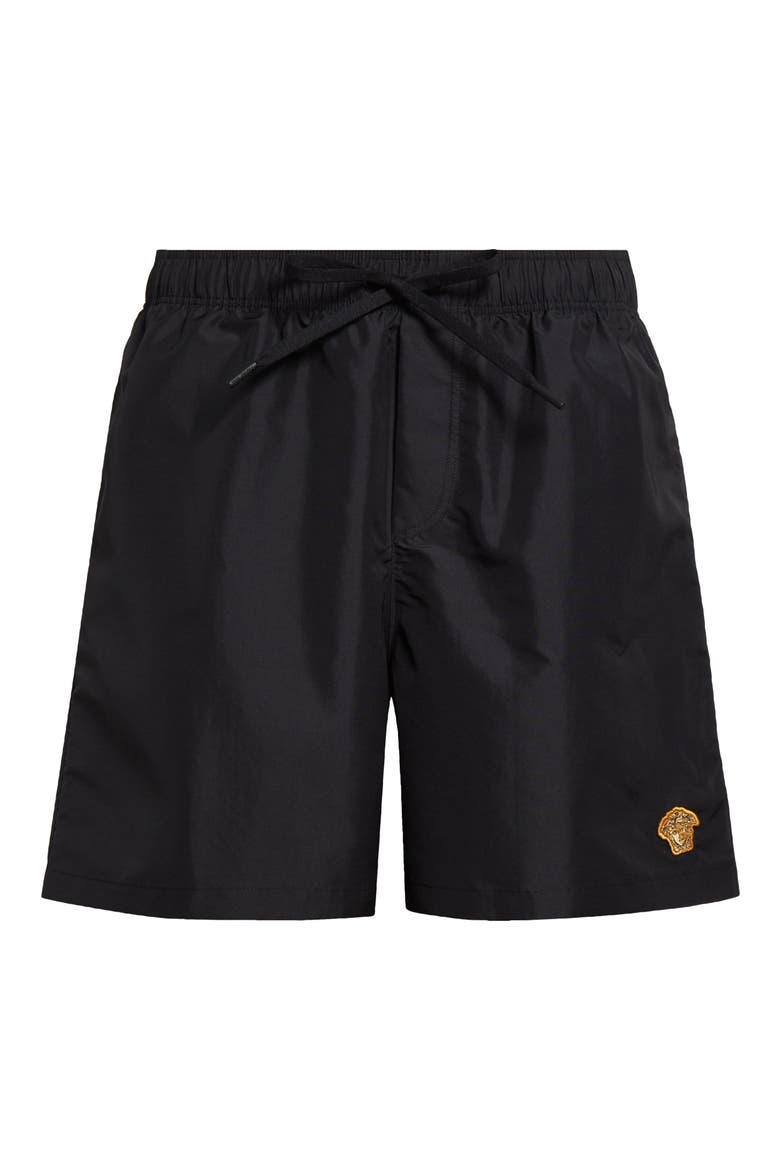 Embroidered Medusa Swim Trunks, Alternate, color, BLACK