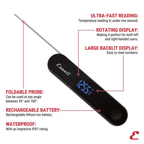 Escali Stelo Waterproof Folding Thermometer In Black