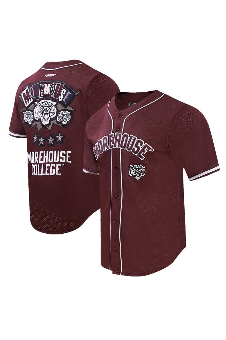 Men's Pro Standard Maroon Morehouse Maroon Tigers Homecoming Mesh Button-Down Shirt, Main, color, Maroon