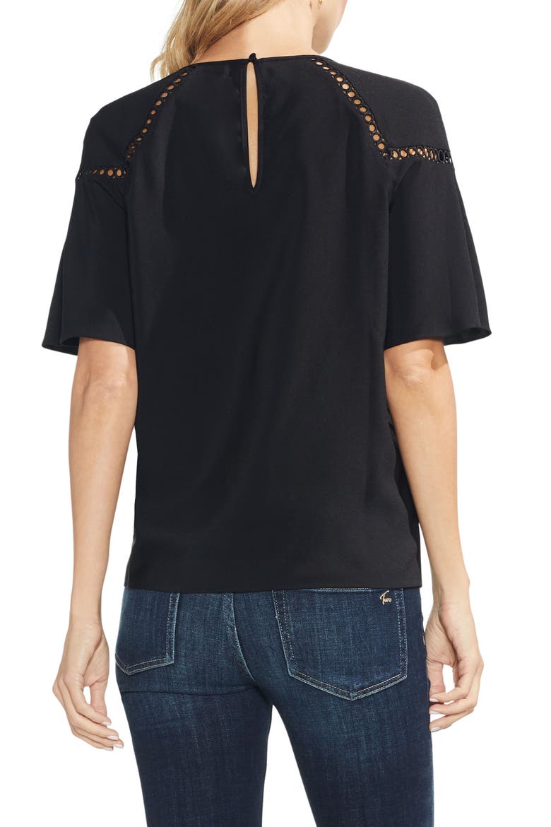 Lace Trim Blouse, Alternate, color, RICH BLACK