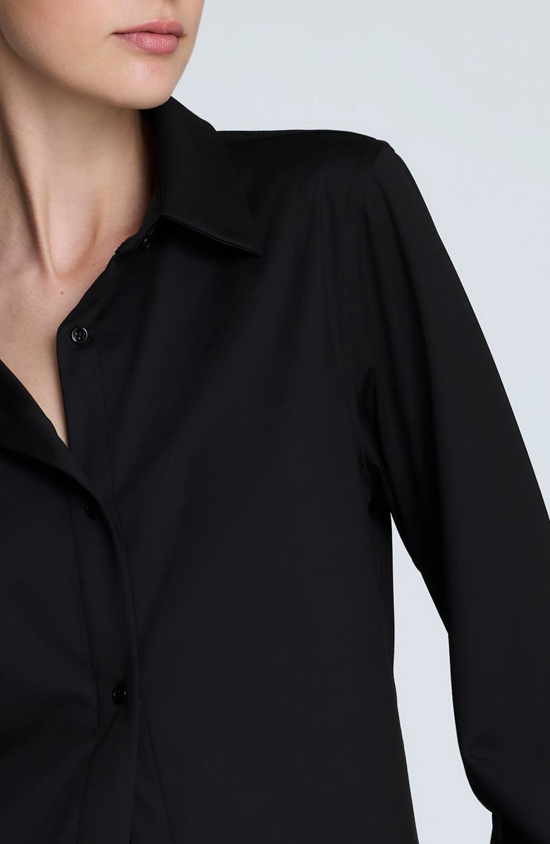 Kenneth Cole Knit Button-Up Shirt, Alternate, color, Black