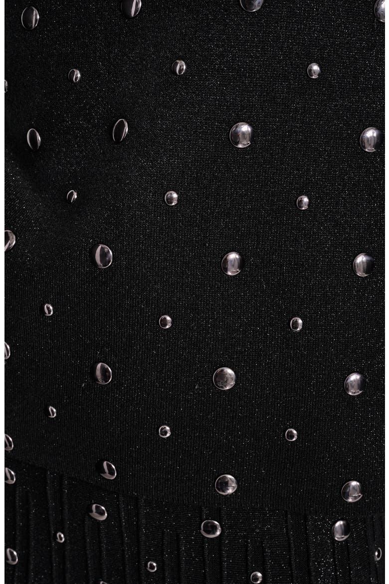 Studded Metallic Mock Neck Sweater, Alternate, color, BLACK