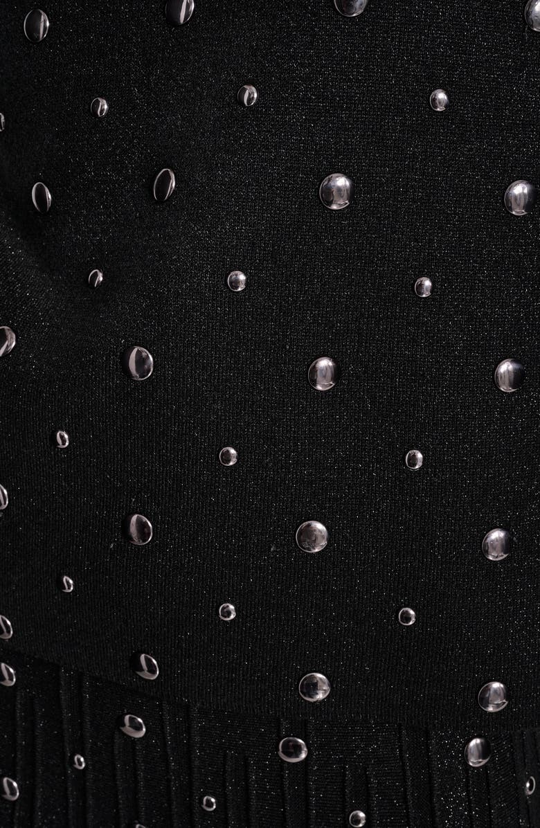 DKNY Studded Metallic Mock Neck Sweater, Alternate, color, Black