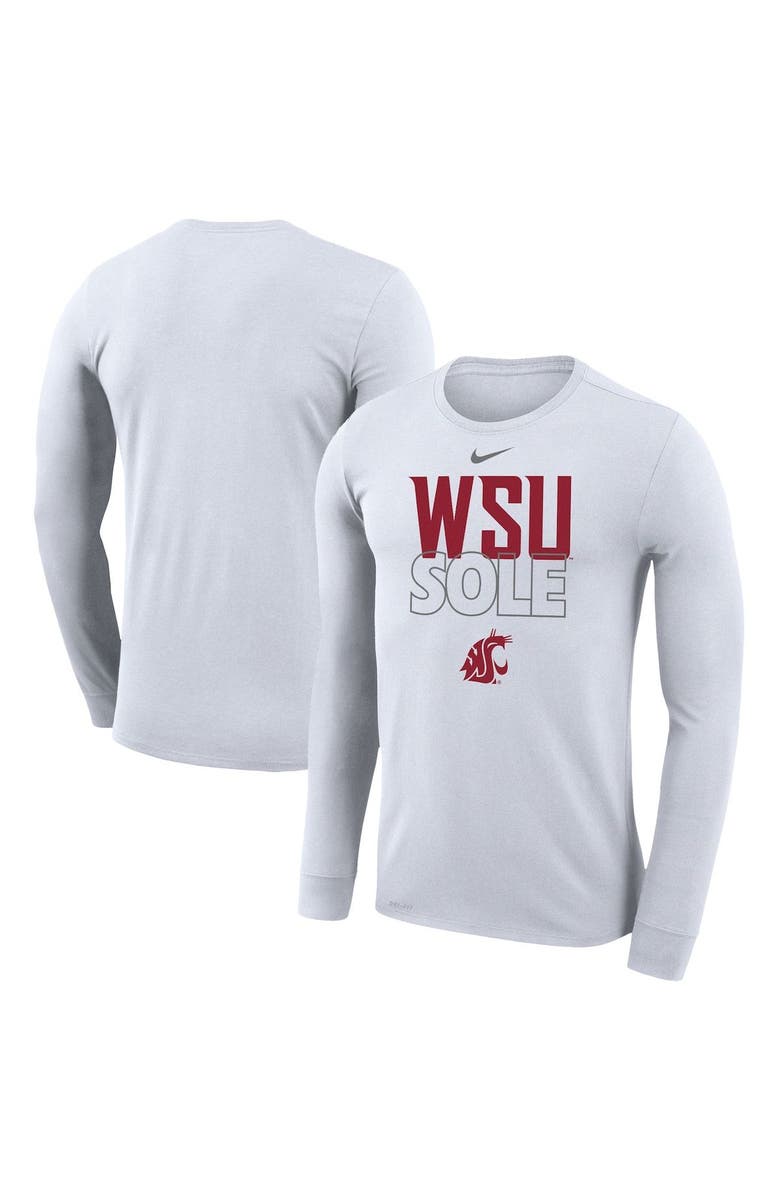 Nike White Washington State Cougars 2023 On Court Bench Long Sleeve T-Shirt, Main, color,