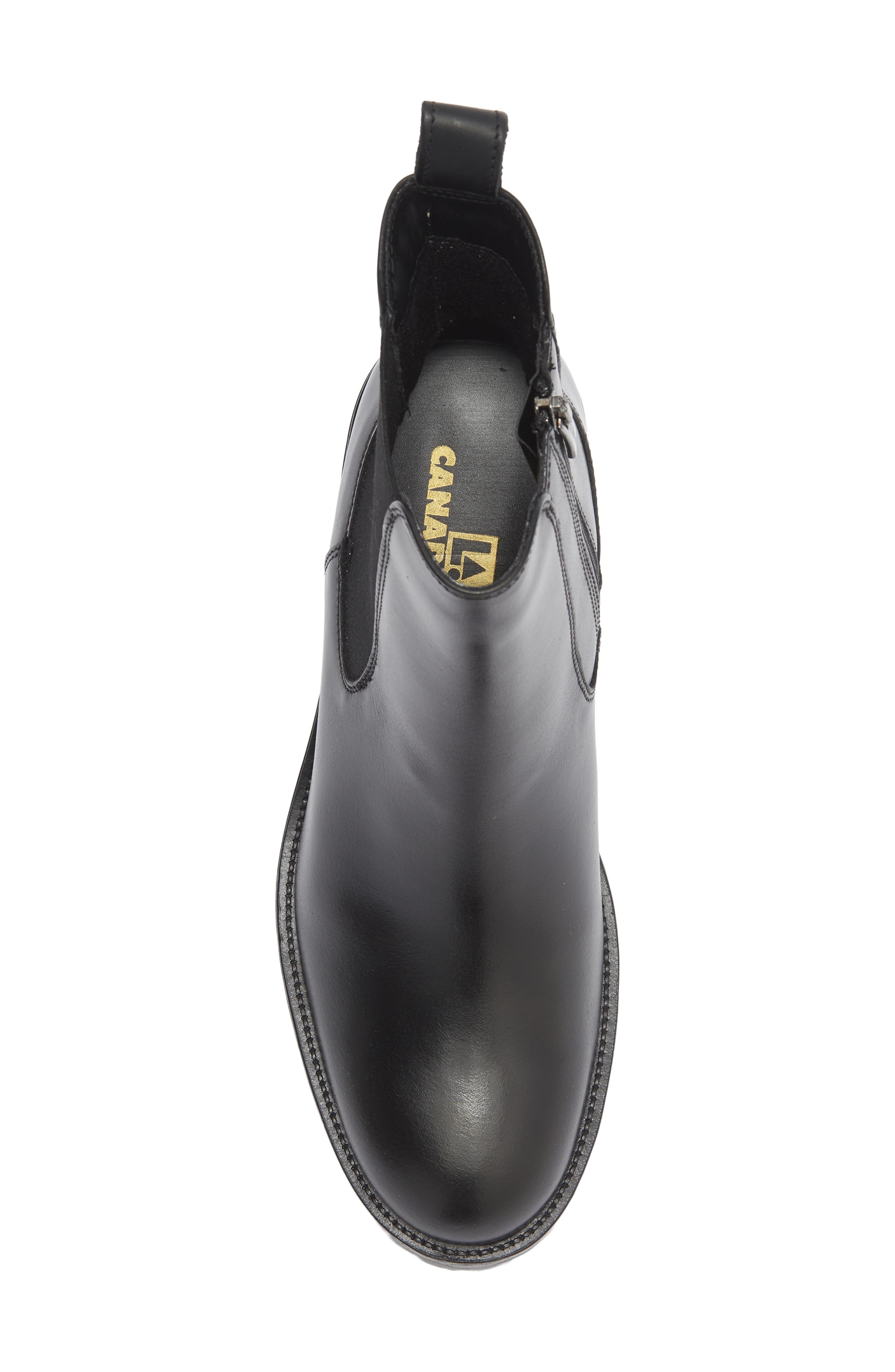 La Canadienne Wave Lug Sole Chelsea Boot, Alternate, color, Black Leather