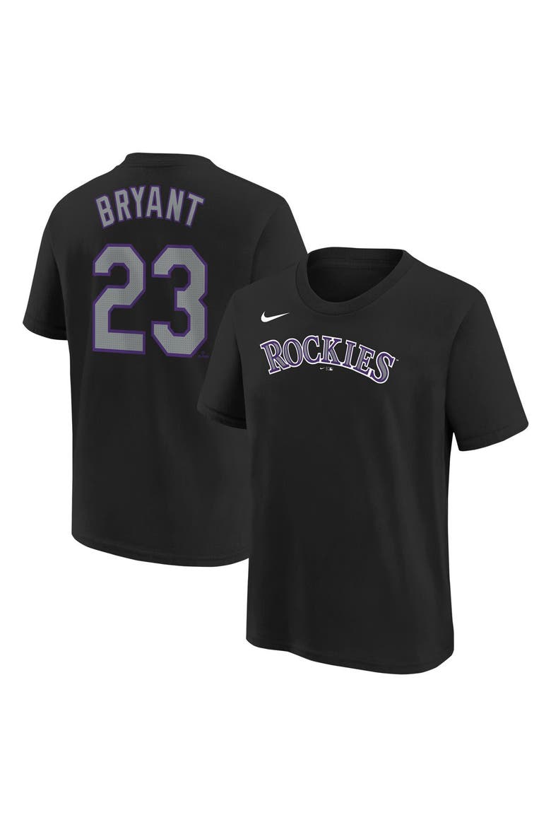 Youth Nike Kris Bryant Black Colorado Rockies Home Player Name & Number T-Shirt, Main, color, Black