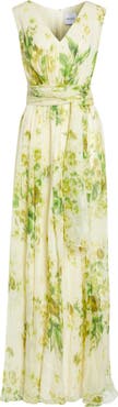 Erdem Floral Print Belted Silk Creponne Gown