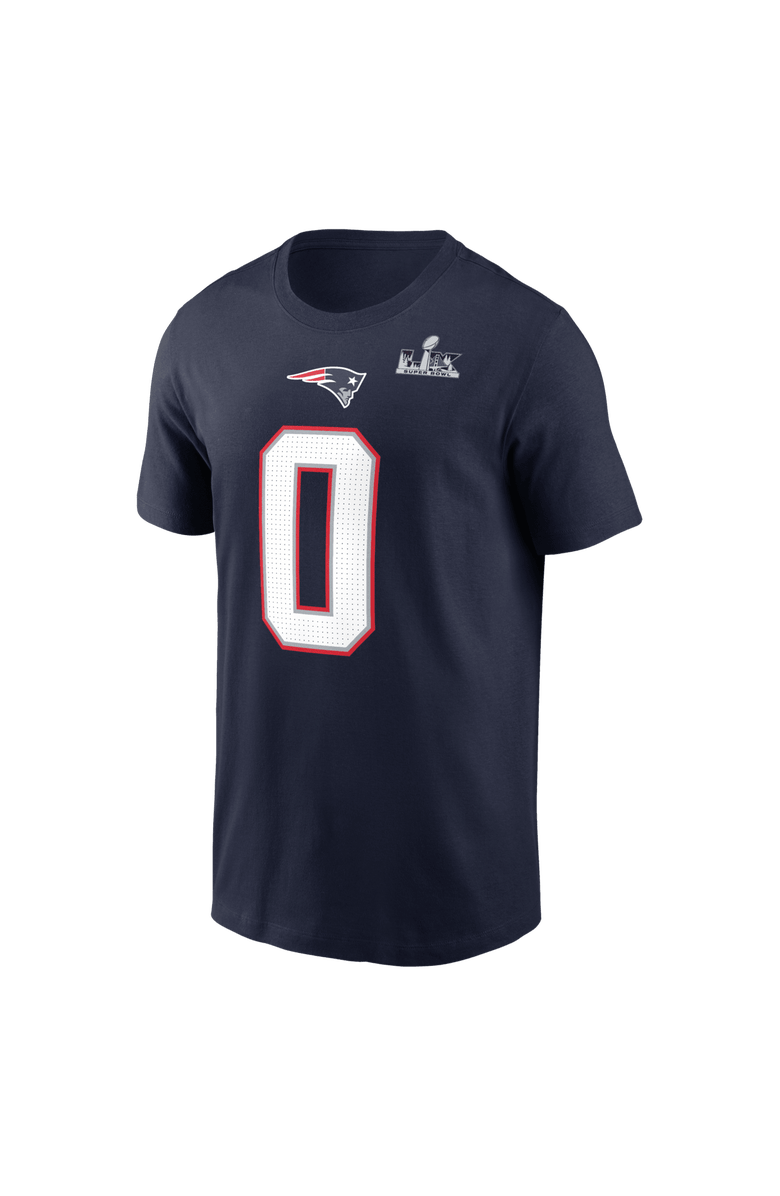 Nike Men's Nike Christian Gonzalez Navy New England Patriots Super Bowl LX Patch Name & Number T-Shirt, Alternate, color, Navy