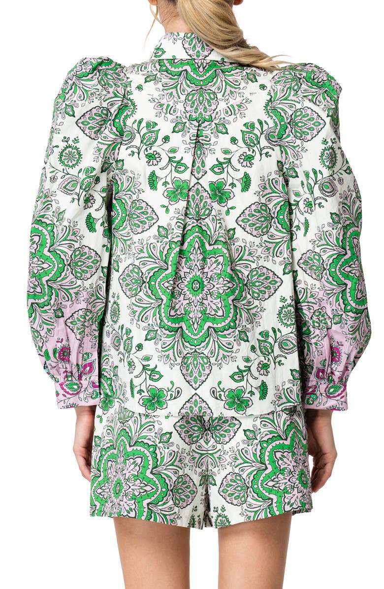 CIEBON Krisa Puff Sleeve Top, Alternate, color, Green Multi