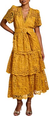 Coast Petite Tiered Lace Midi Dress