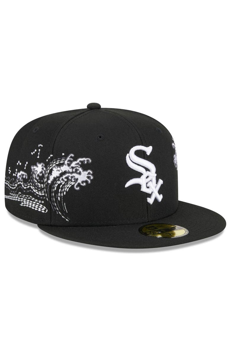 New Era Men's New Era Black Chicago White Sox Tonal Wave 59FIFTY Fitted Hat, Alternate, color,