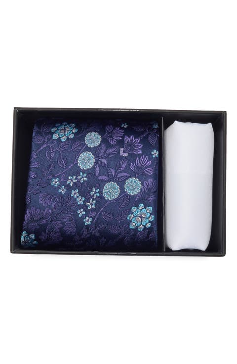 Laurier Floral Silk Blend Tie & Pocket Square Set