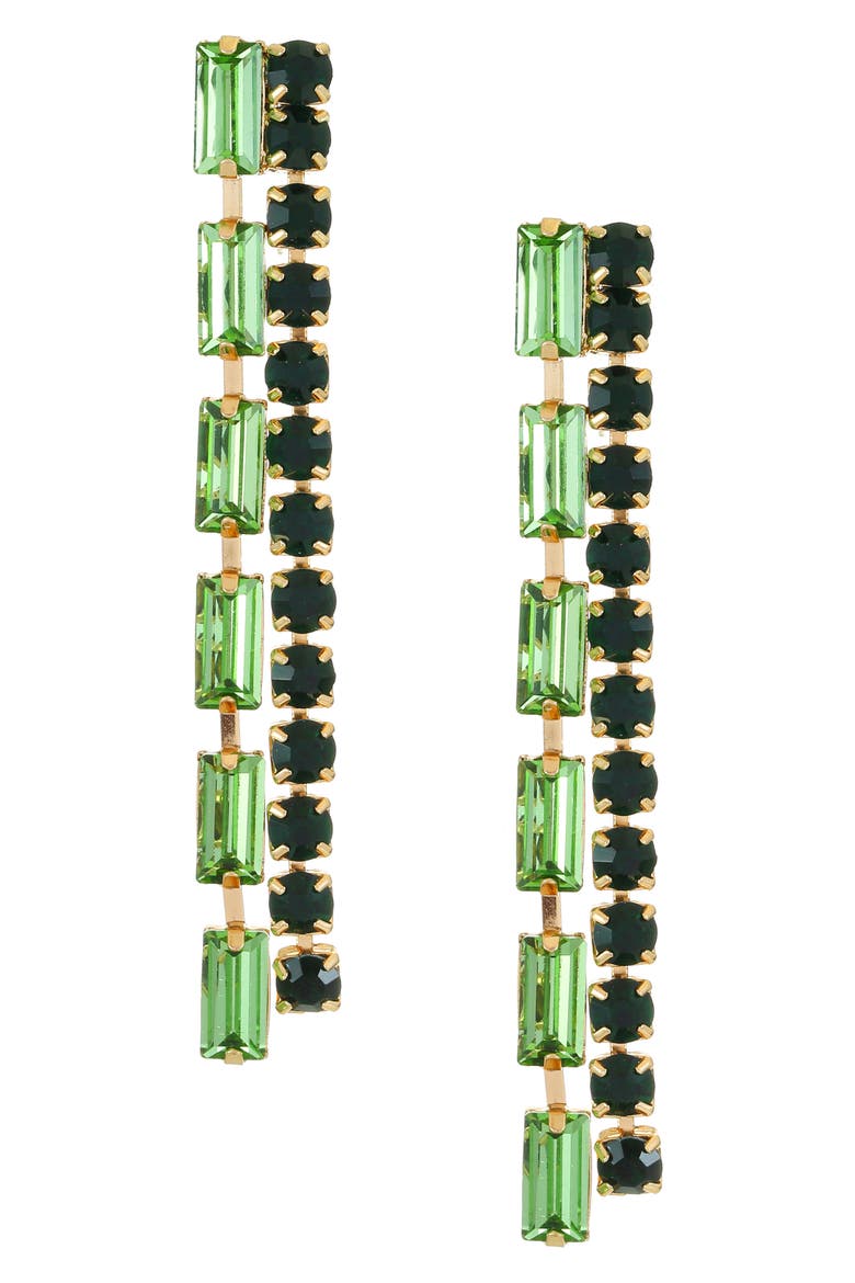 Crystal Linear Drop Earrings, Main, color, GREEN