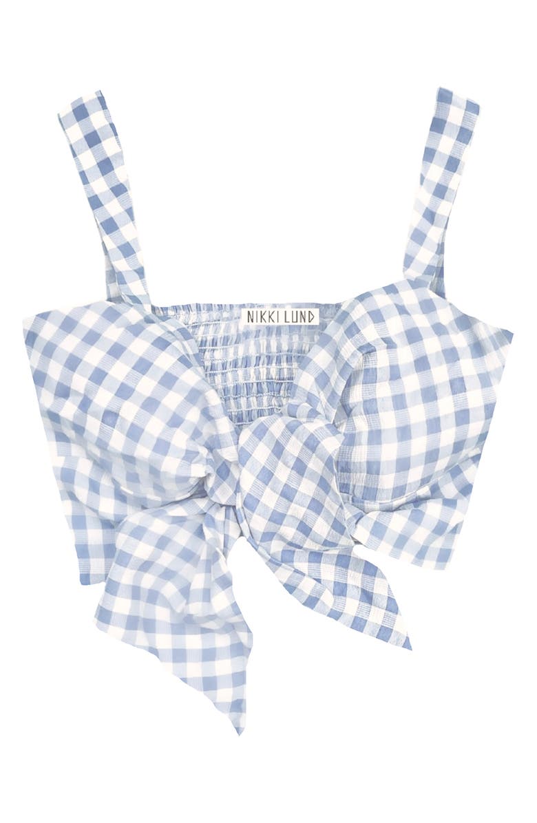 NIKKI LUND Gingham Tie Front Crop Tank, Alternate, color, 