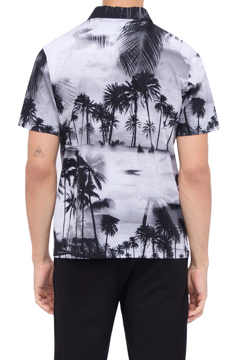 Hendrix Digital Tropical Print Pima Cotton Polo, Alternate, color, BLACK