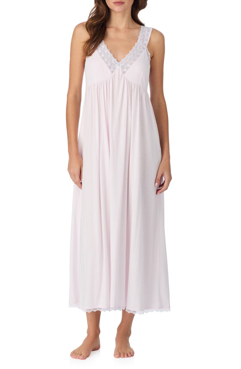 Eileen West Lace Trim Ballet Cotton Blend Nightgown, Main, color,