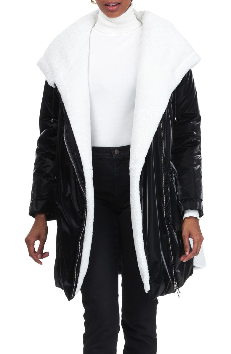 GORSKI Quilted Parka With Genuine Shearling, Main, color, Black/White