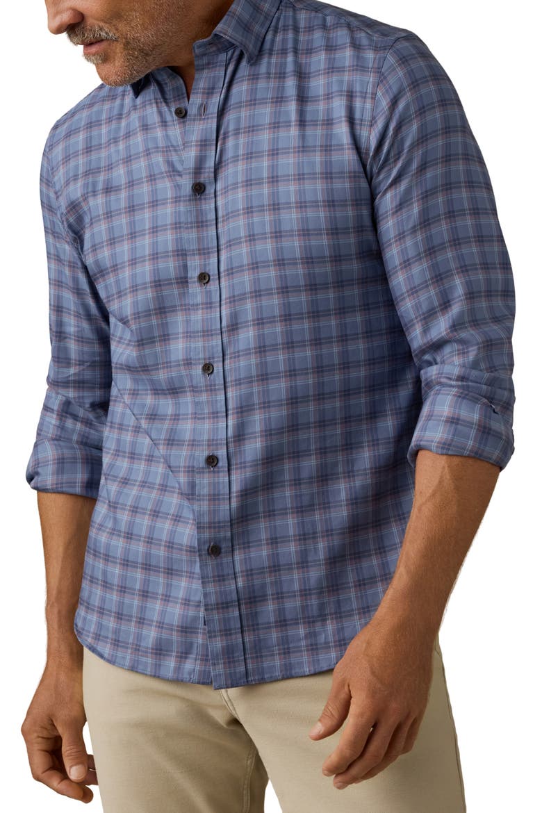The Movement Stretch Cotton Blend Twill Button-Up Shirt, Main, color, RIVERSTONE PASS PLAID