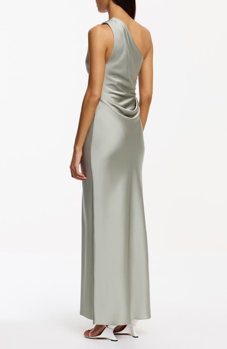 Significant Other Angela One Shoulder Satin Gown, Alternate, color, Sage