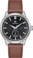 Heritor Automatic Argento Leather-Band Watch