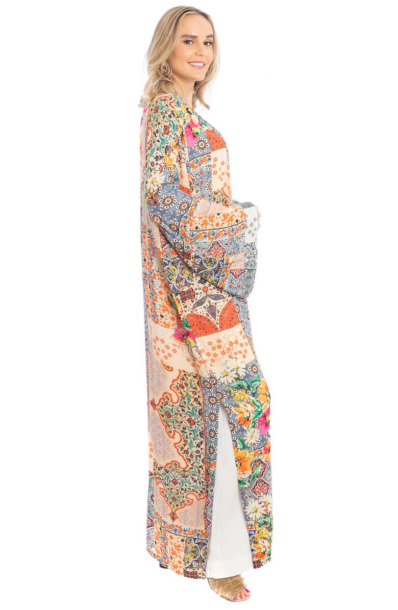 SAACHI Floral Print Long Ruana, Alternate, color, Orange