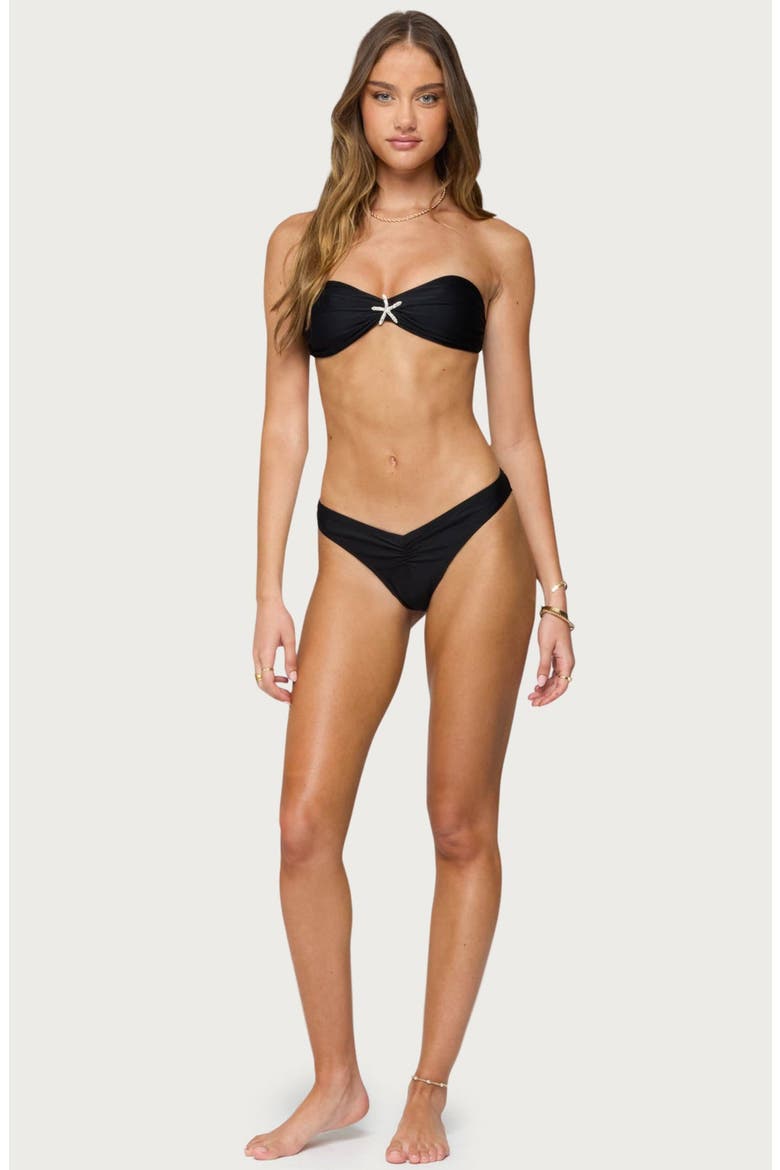 Starfish Bandeau Bikini Top, Alternate, color, BLACK