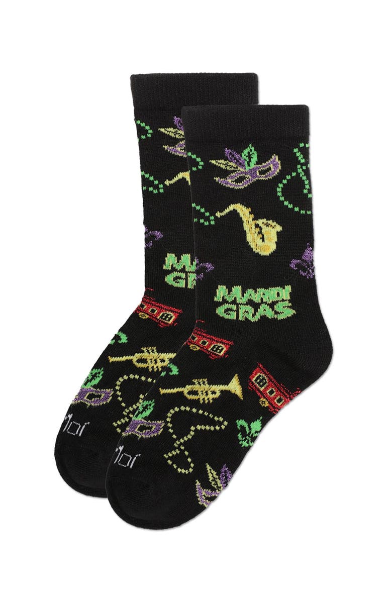 MeMoi Mardi Gras Crew Socks, Alternate, color, Black
