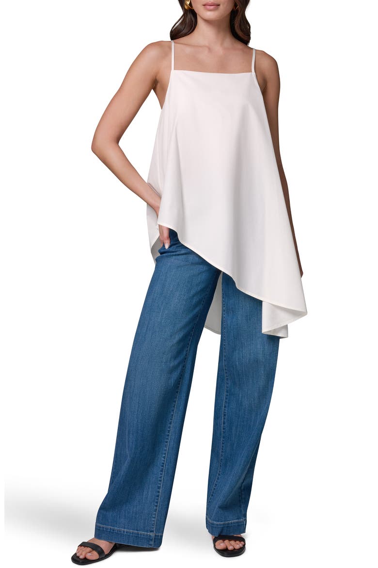Asymmetric Stretch Poplin Top, Alternate, color, CREAM