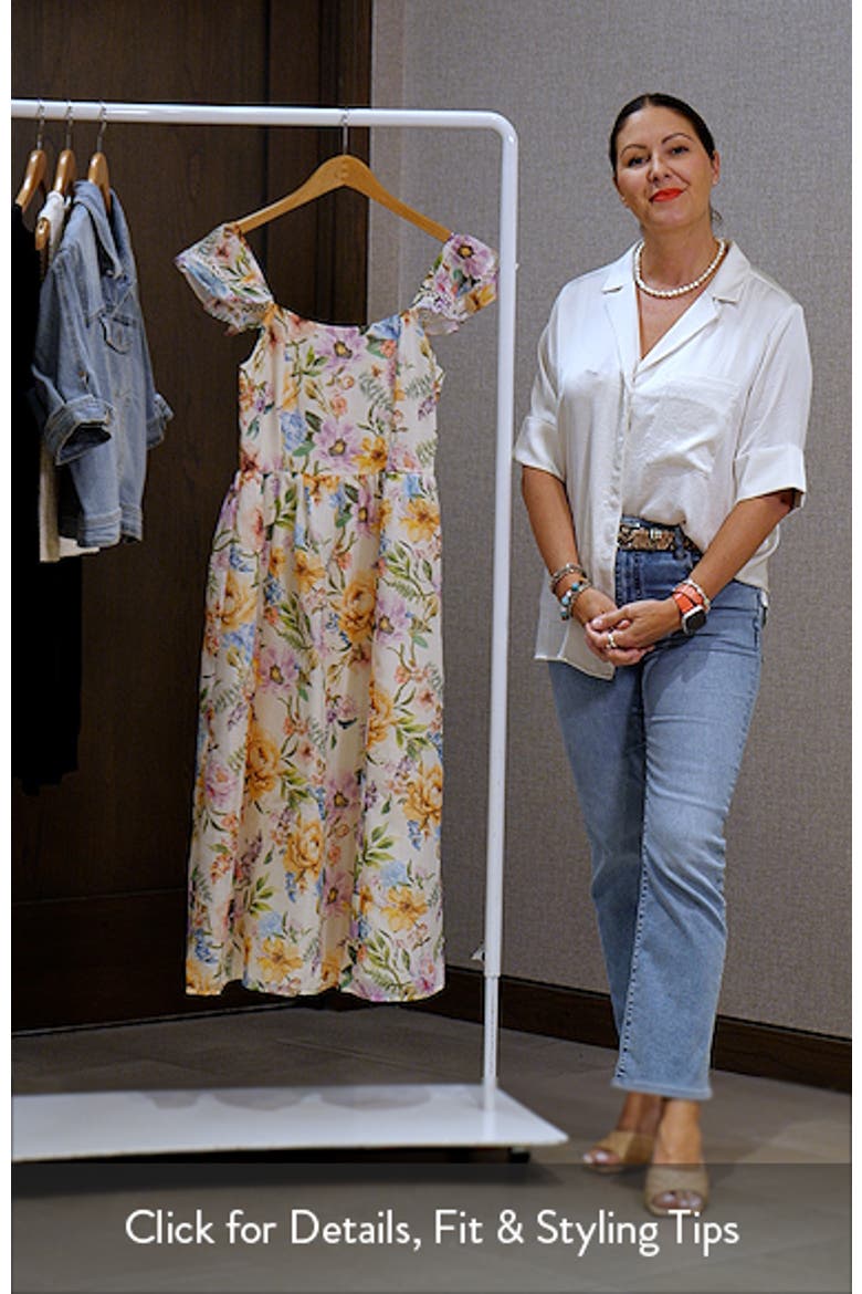 Floral Print Flutter Sleeve Midi Dress video