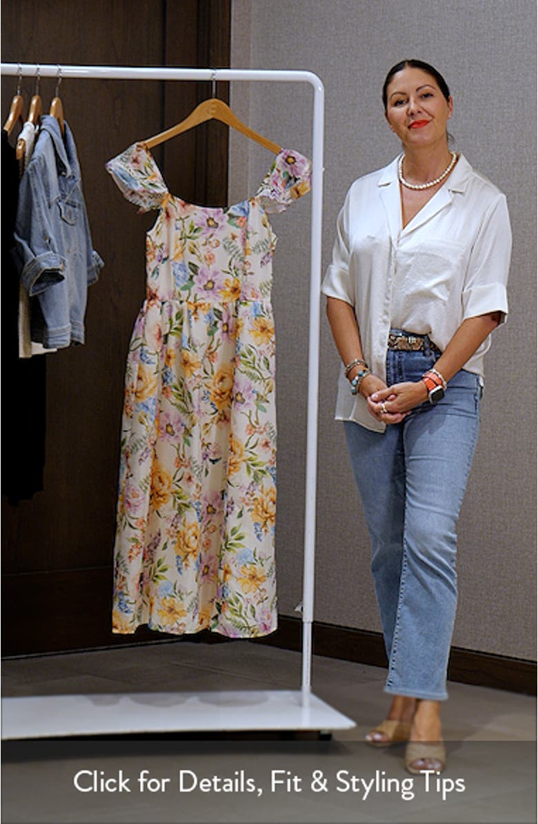 Floral Print Flutter Sleeve Midi Dress, sales video thumbnail