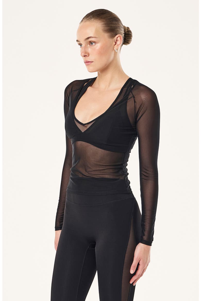 All Out Mesh Long Sleeve Top, Alternate, color, BLACK