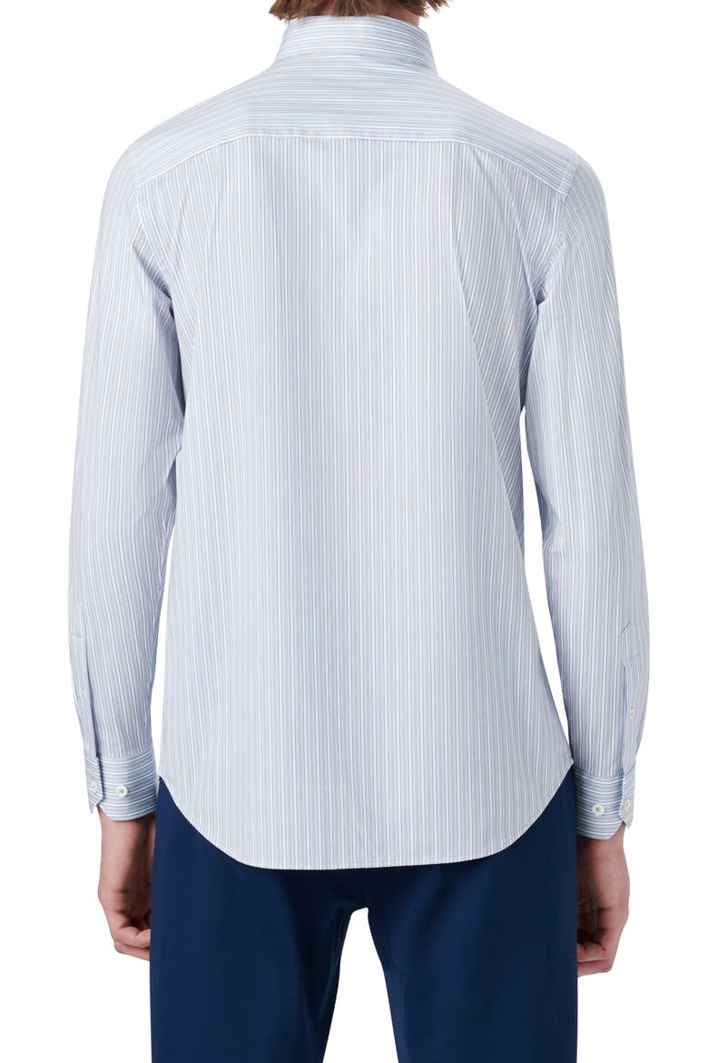 OoohCotton® Stripe Button-Up Shirt, Alternate, color, PLATINUM