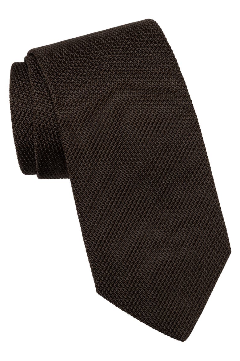 Mocha - Extra Long Silk Grenadine Tie for Men, Main, color, Dark Brown