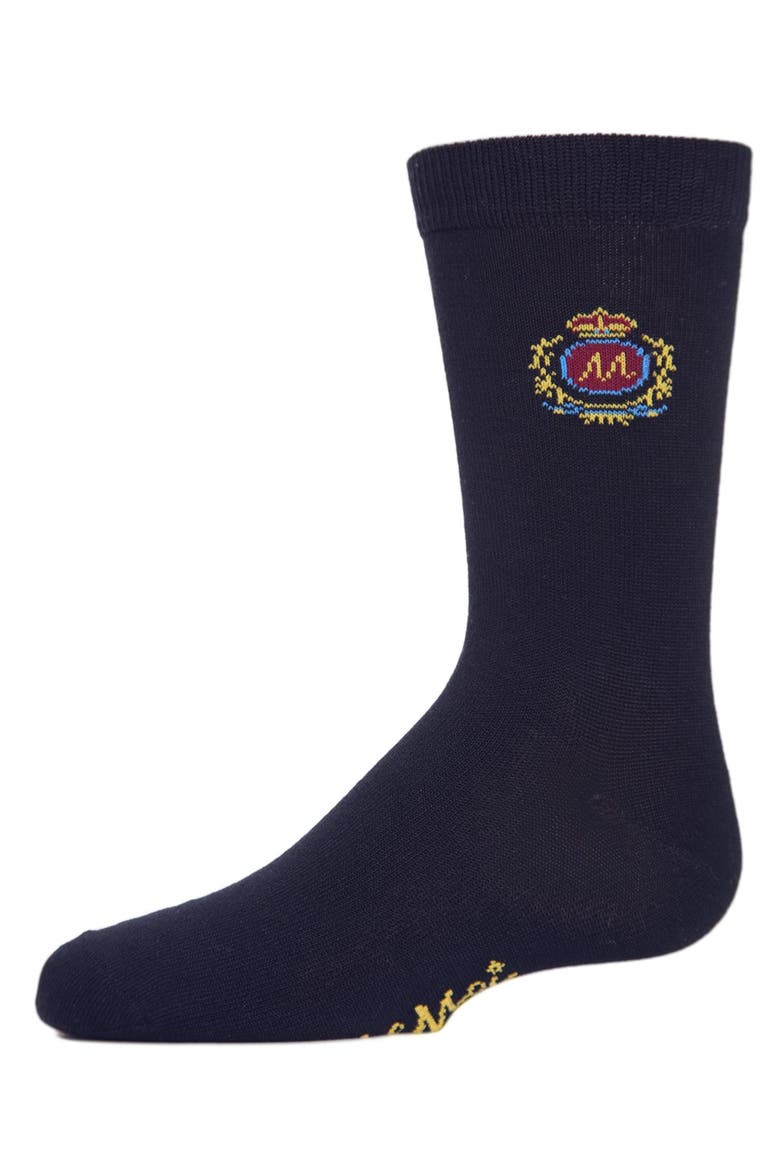 Sophisti-Crest Mercerized Crew Socks, Main, color, Navy