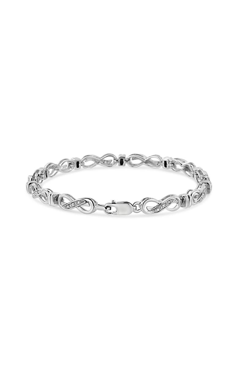 Haus of Brilliance Silver 1/6 Cttw Diamond Accent Infinity Link Bracelet, Alternate, color, White
