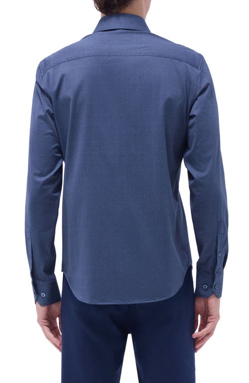 Bugatchi Jimmy Ooohcotton® Herringbone Button-up Shirt In Navy